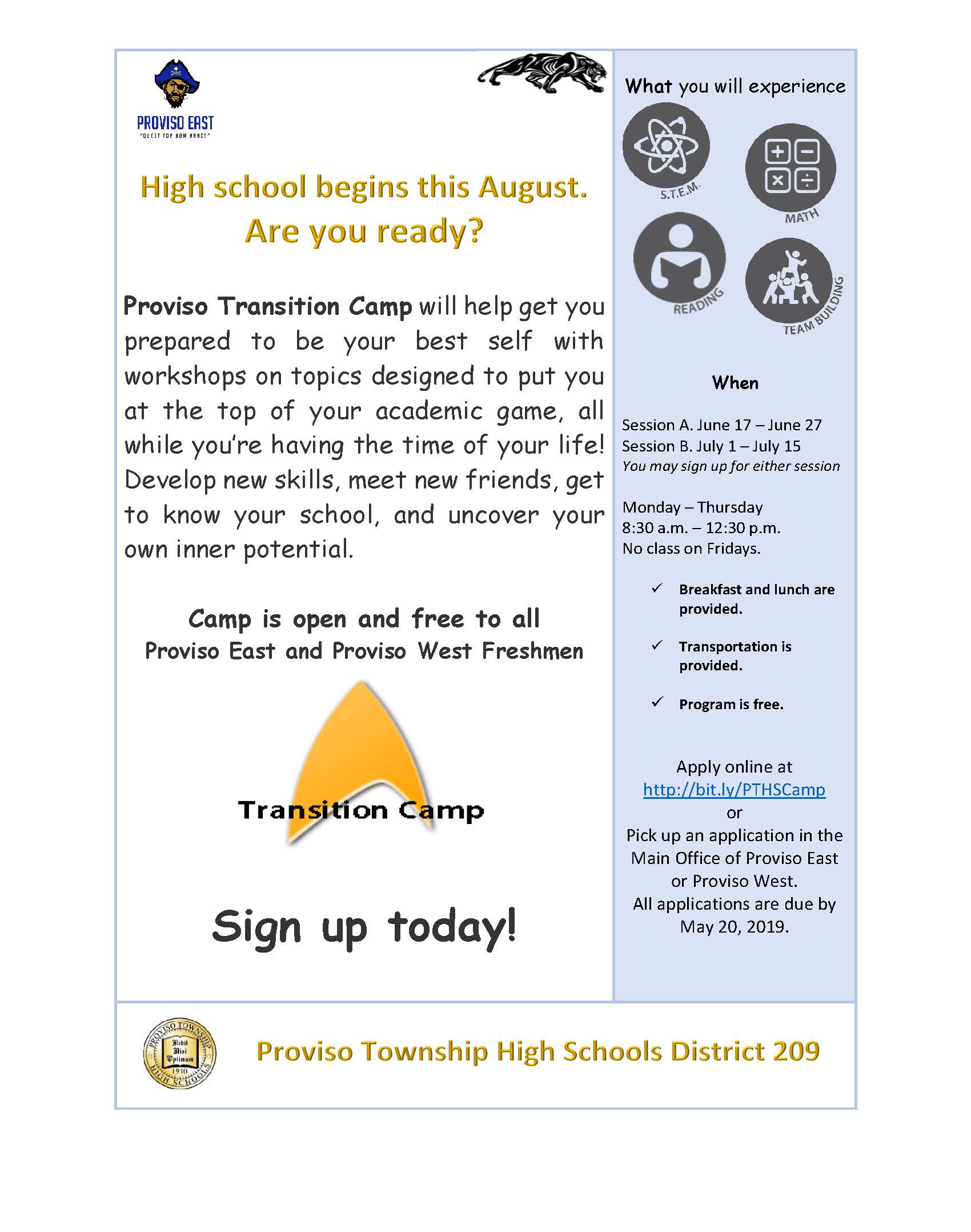 Summer School 2019 Transition Camp