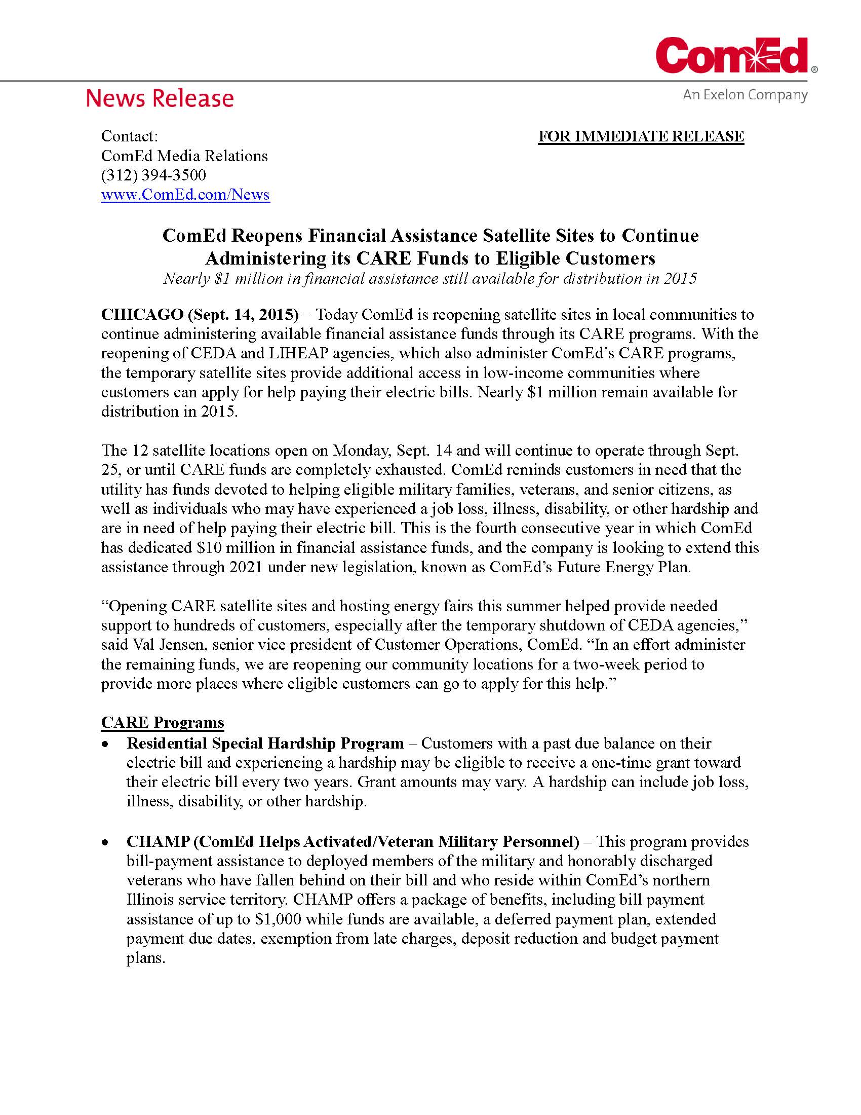 CARE Satellite Sites Reopen FINAL Page 1